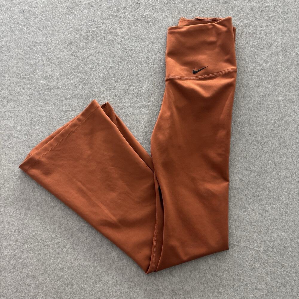 Nike Chill Knit Flared Pants Burnt Orange Sz S High Rise Compression BQ8631